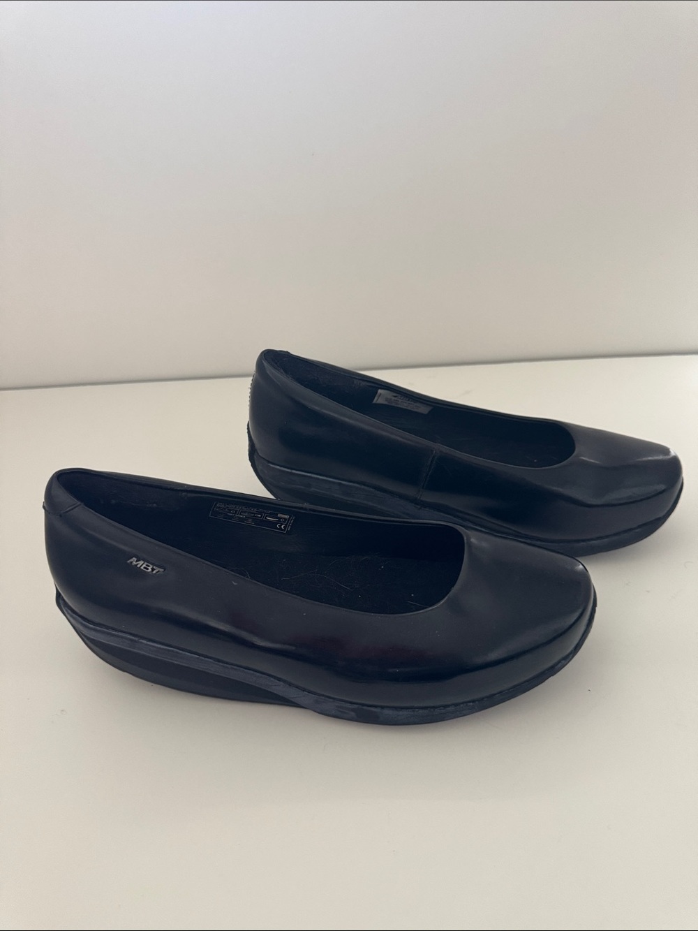 MBT Black Women's Slip-On Comfort Flats with Slight Heel